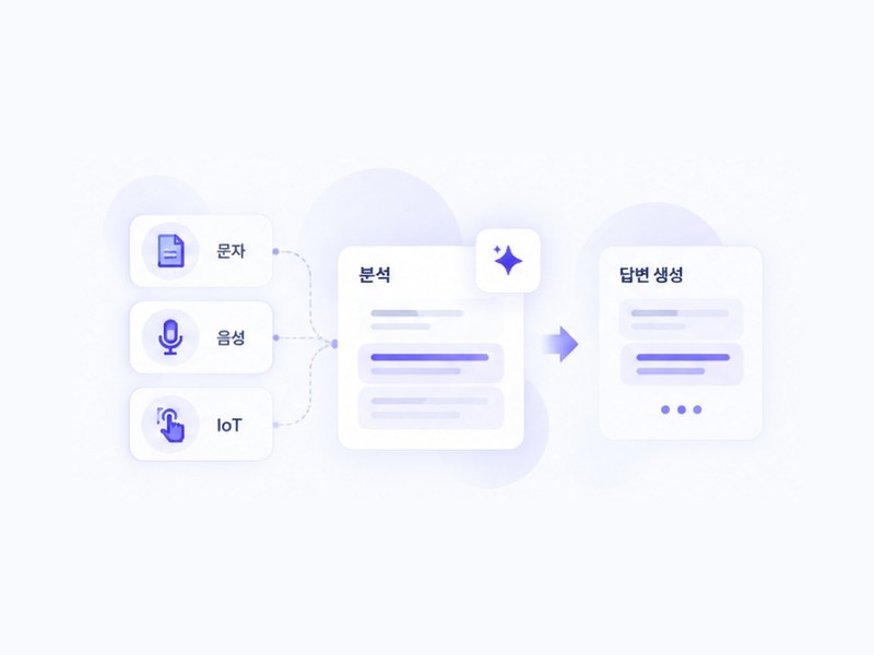 문자·음성·IoT로 들어온 질문을 분석해 알맞은 유형의 답변을 생성하는 흐름